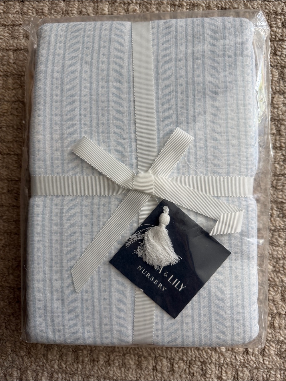 Serena & Lily Light Blue & White Nursery Blanket